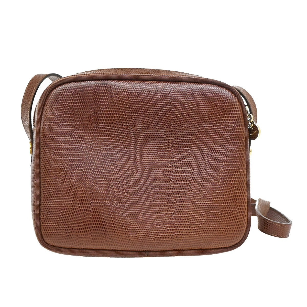 SALVATORE FERRAGAMO Vara Mini Shoulder Bag Embossing Leather Brown GHW 62FB624