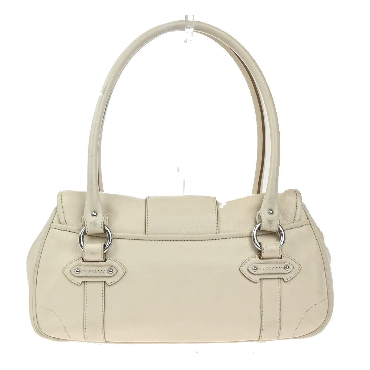 CHRISTIAN DIOR CD Logo Flap Shoulder Hand Bag Leather White SHW Italy 95MA437