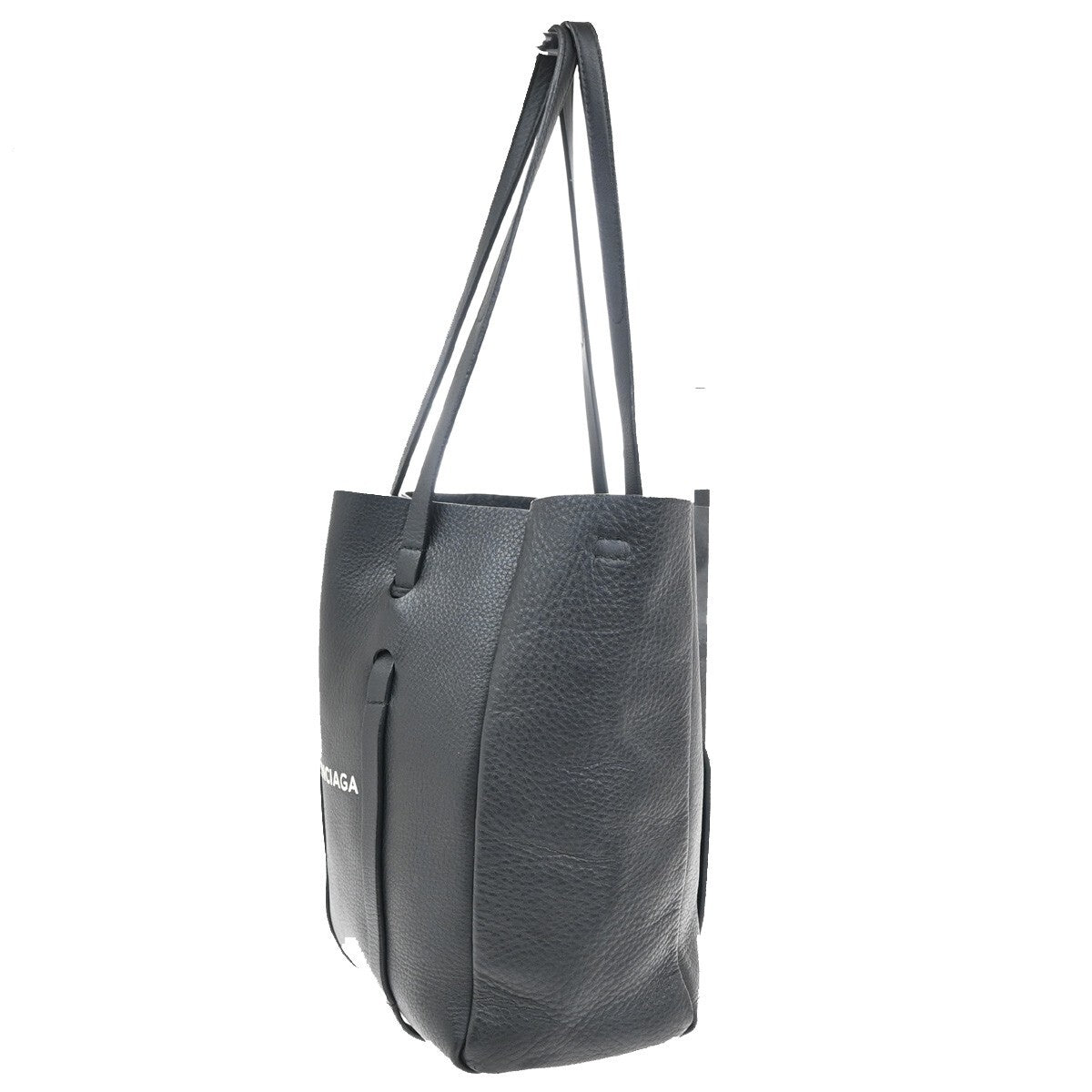 BALENCIAGA Logo Everyday Tote XS Shoulder Hand Bag Leather Black 83EF081