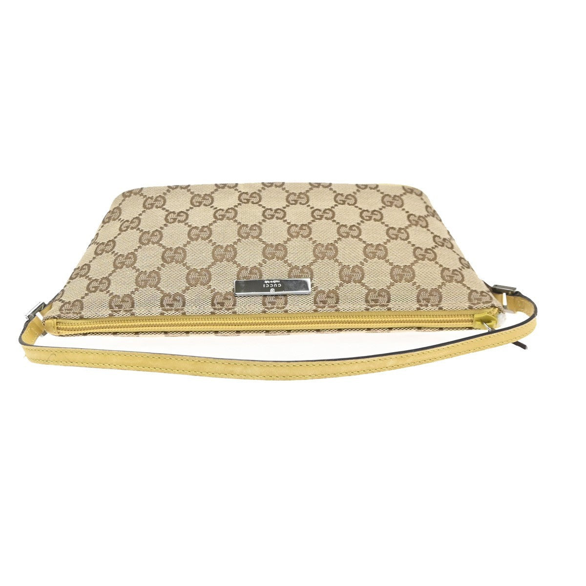 GUCCI GG Pattern Boat Pochette Hand Bag Canvas Leather BE YW Italy 77MA617