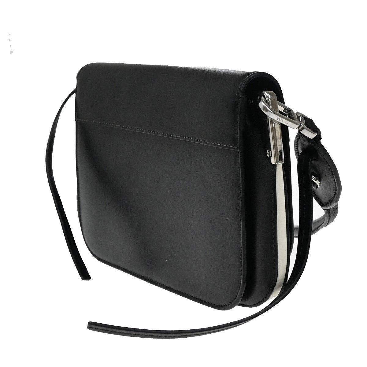 PRADA Logo Shoulder Hand Bag Leather Black SHW Italy 74RF249