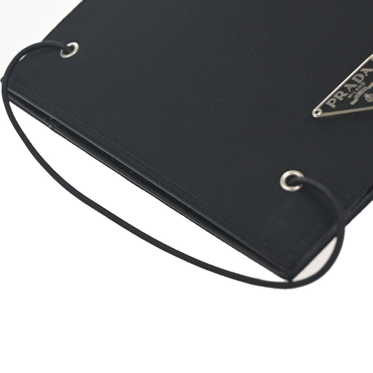PRADA Logo Tessuto Notebook Cover Planner Nylon Leather Black Italy 09YH869