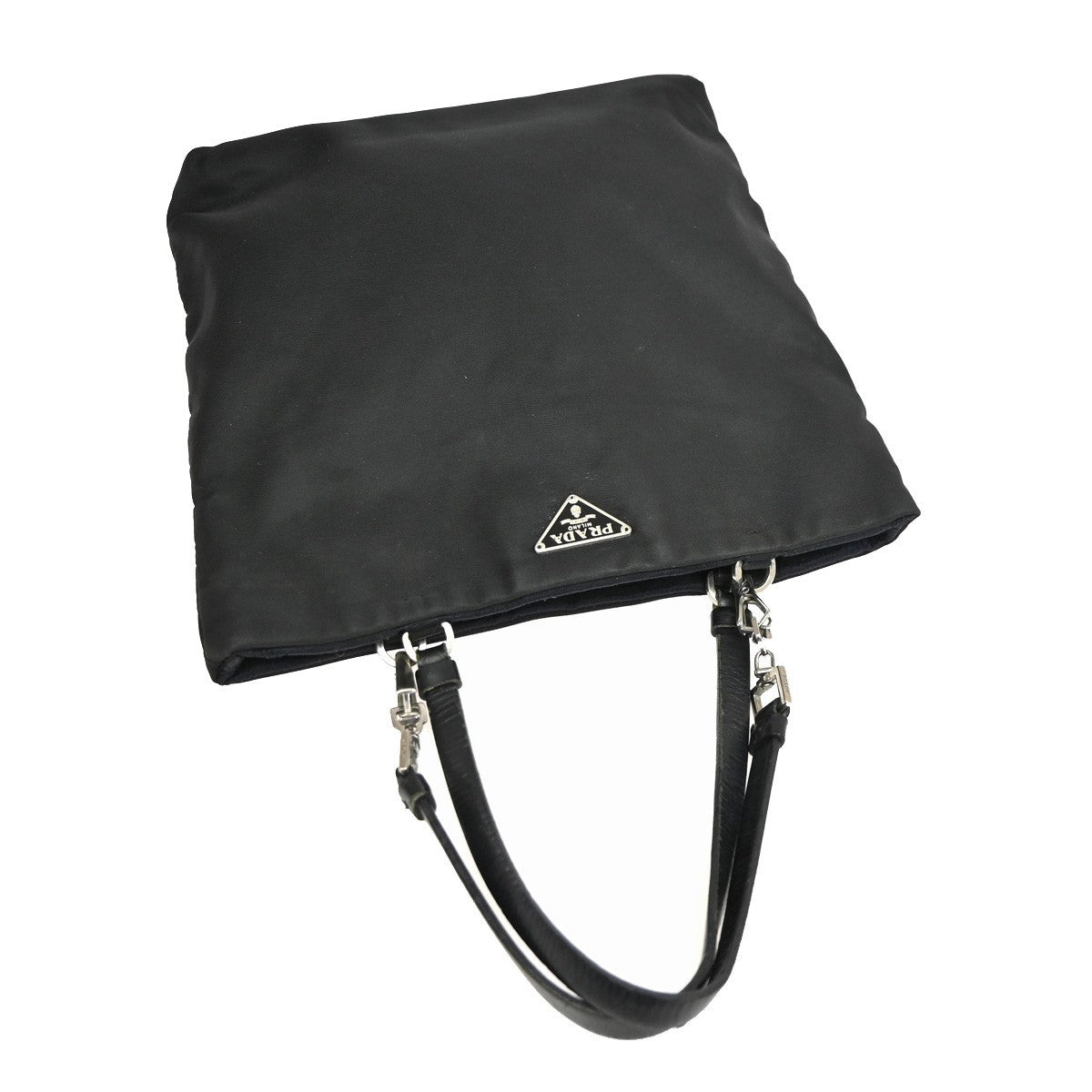 PRADA MILANO Logo Mini Hand Bag Leather Nylon Black SHW Italy 02TA689