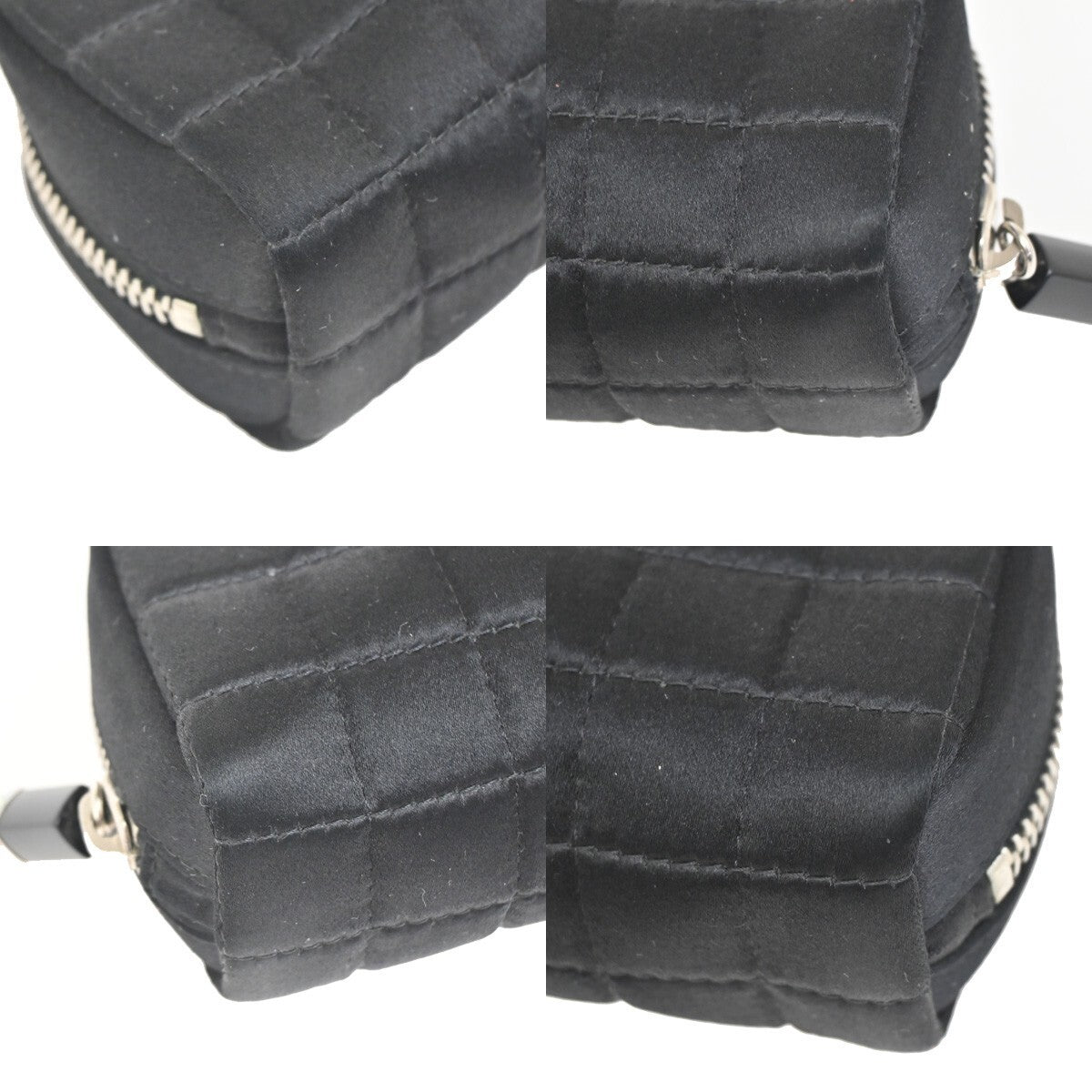 CHANEL CC Choco Bar Lipstick Charm Pouch Nylon Black Silver Italy 62RL202