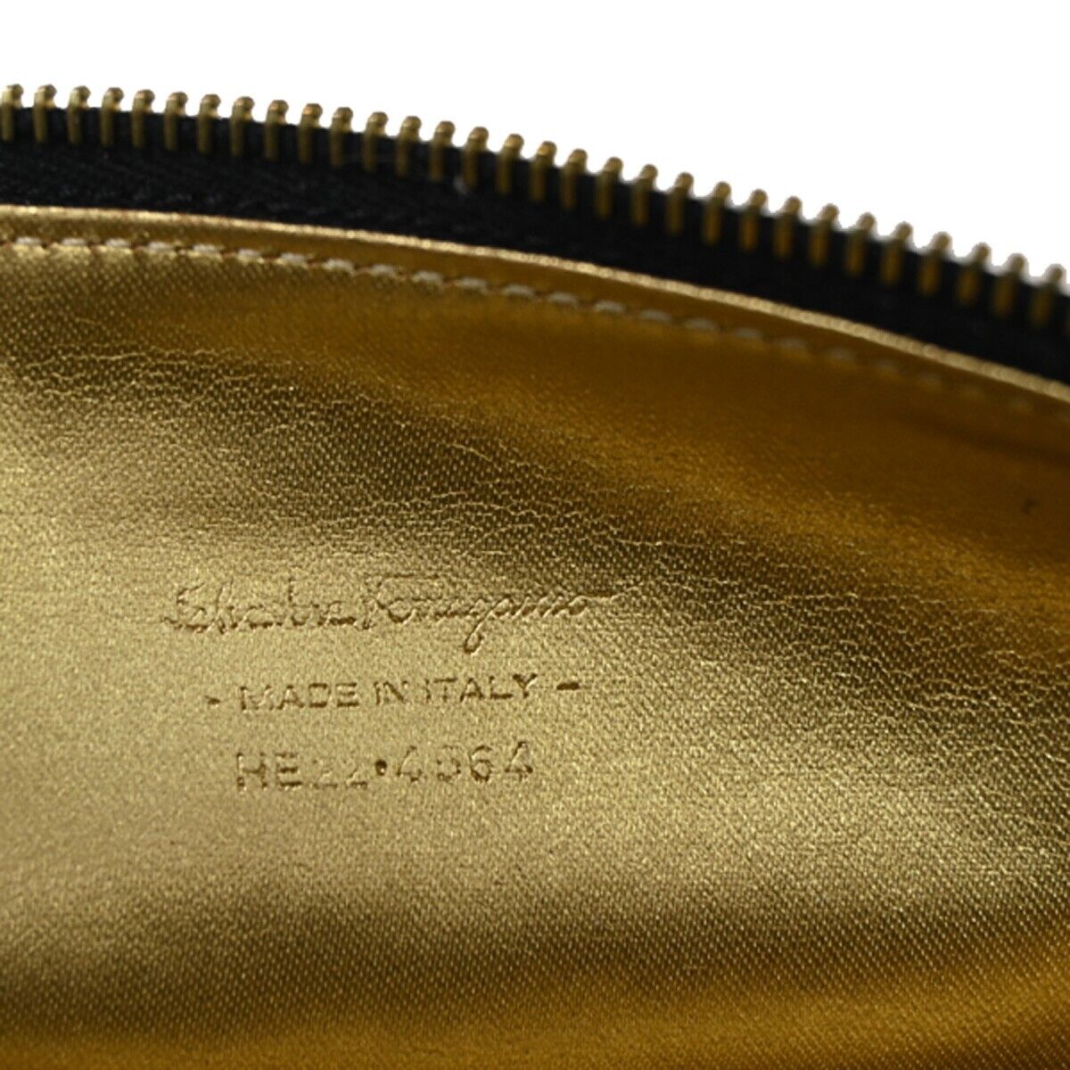 SALVATORE FERRAGAMO Vara Vanity Shoulder Bag Canvas Leather Black Gold 64SH581