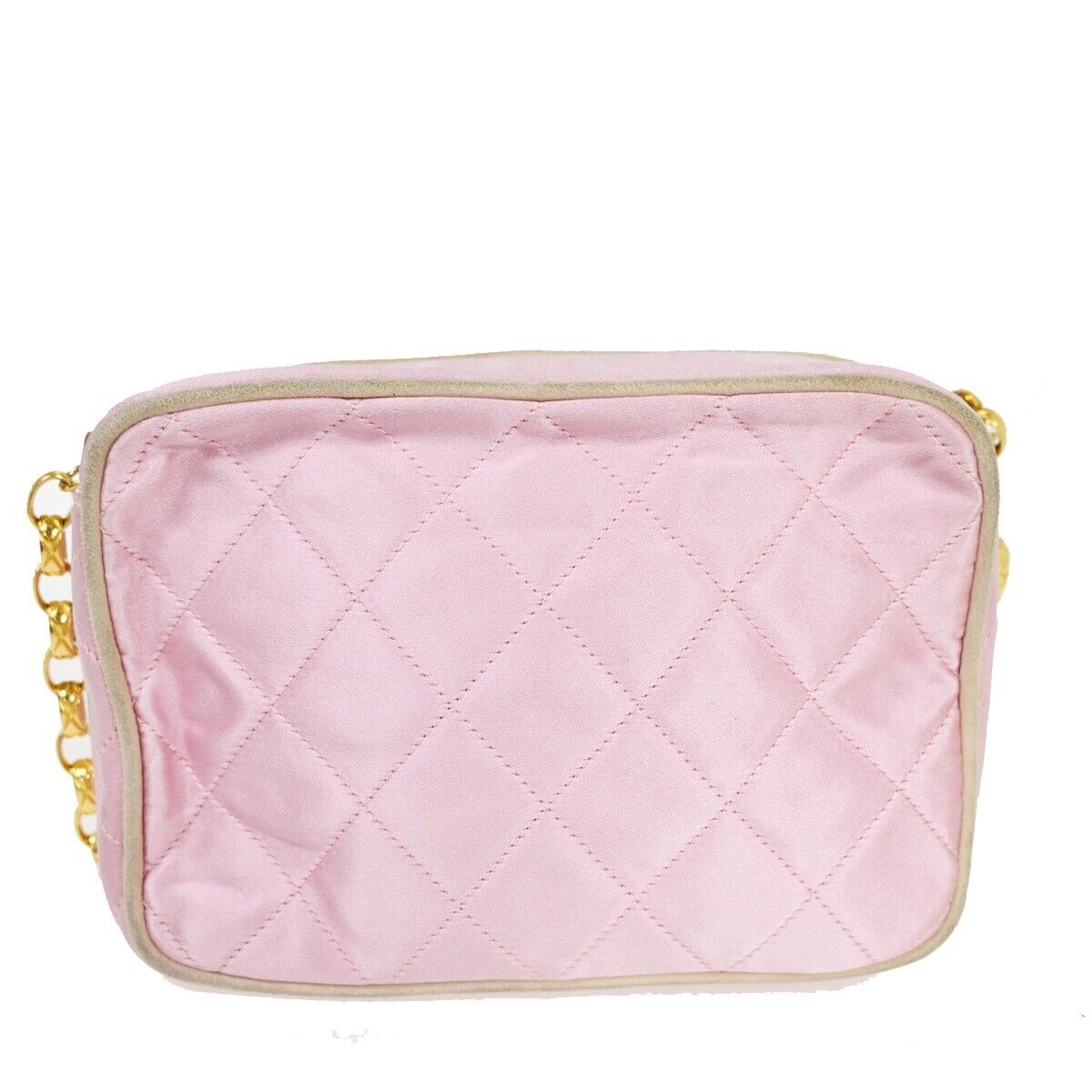 CHANEL CC Logo Mini Matelasse Tassel Chain Shoulder Bag Satin Pink GHW 696KA088