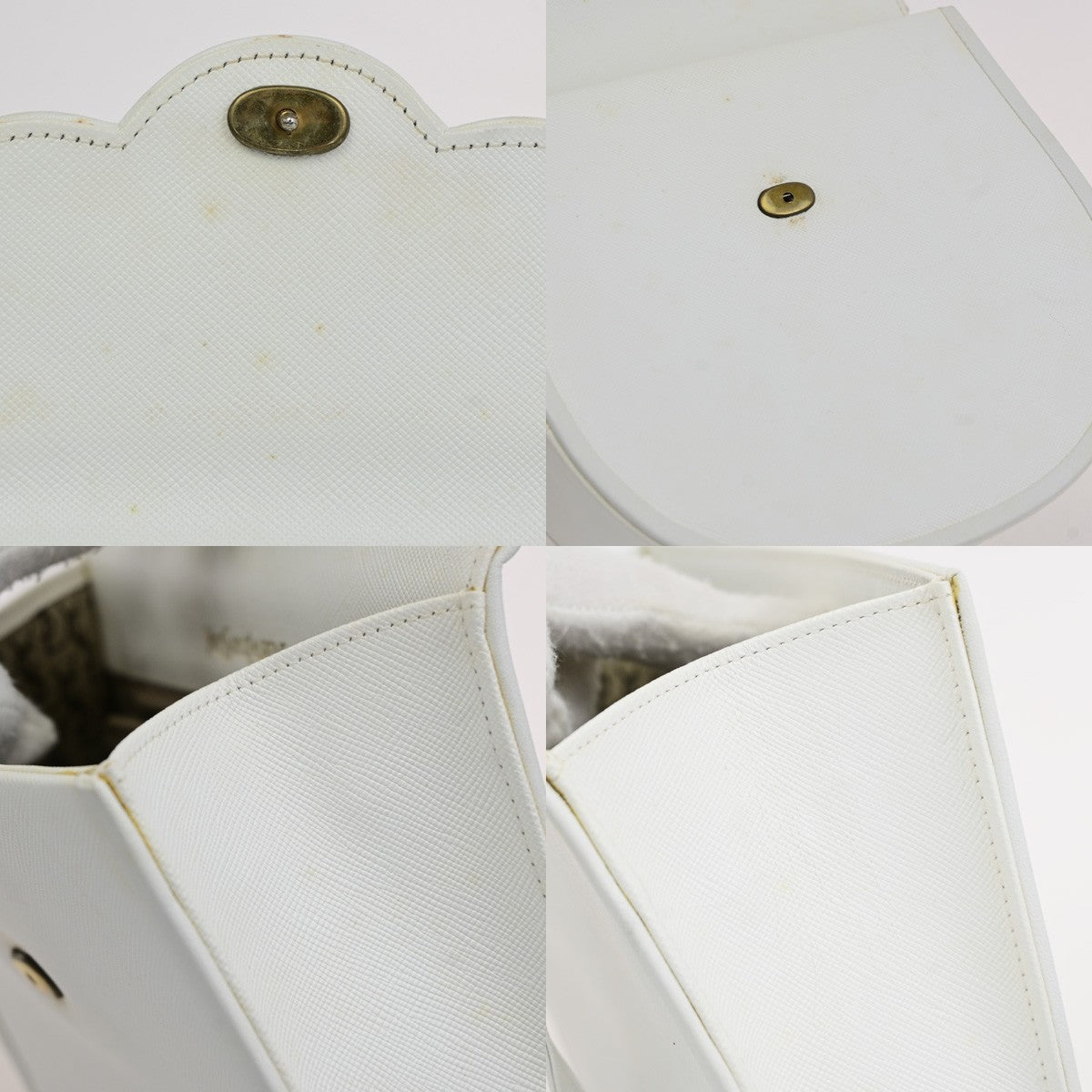 YVES SAINT LAURENT YSL Shoulder Bag Leather White GHW 67CB052
