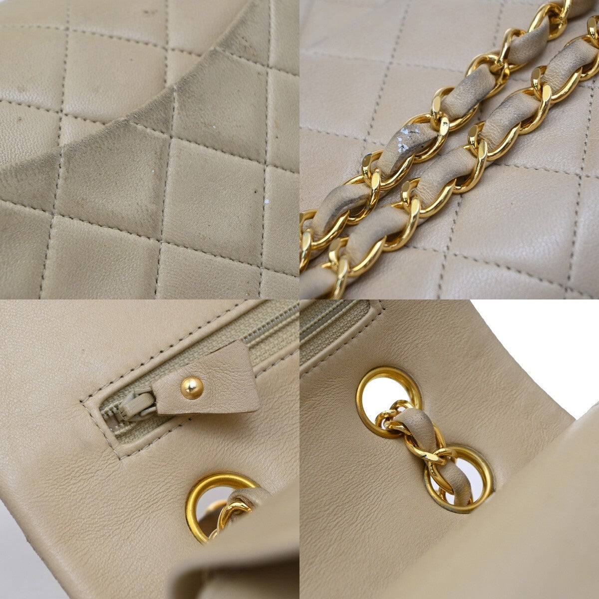 CHANEL Matelasse 25 Double Flap Chain Shoulder Bag Leather BE Vintage 373RF341