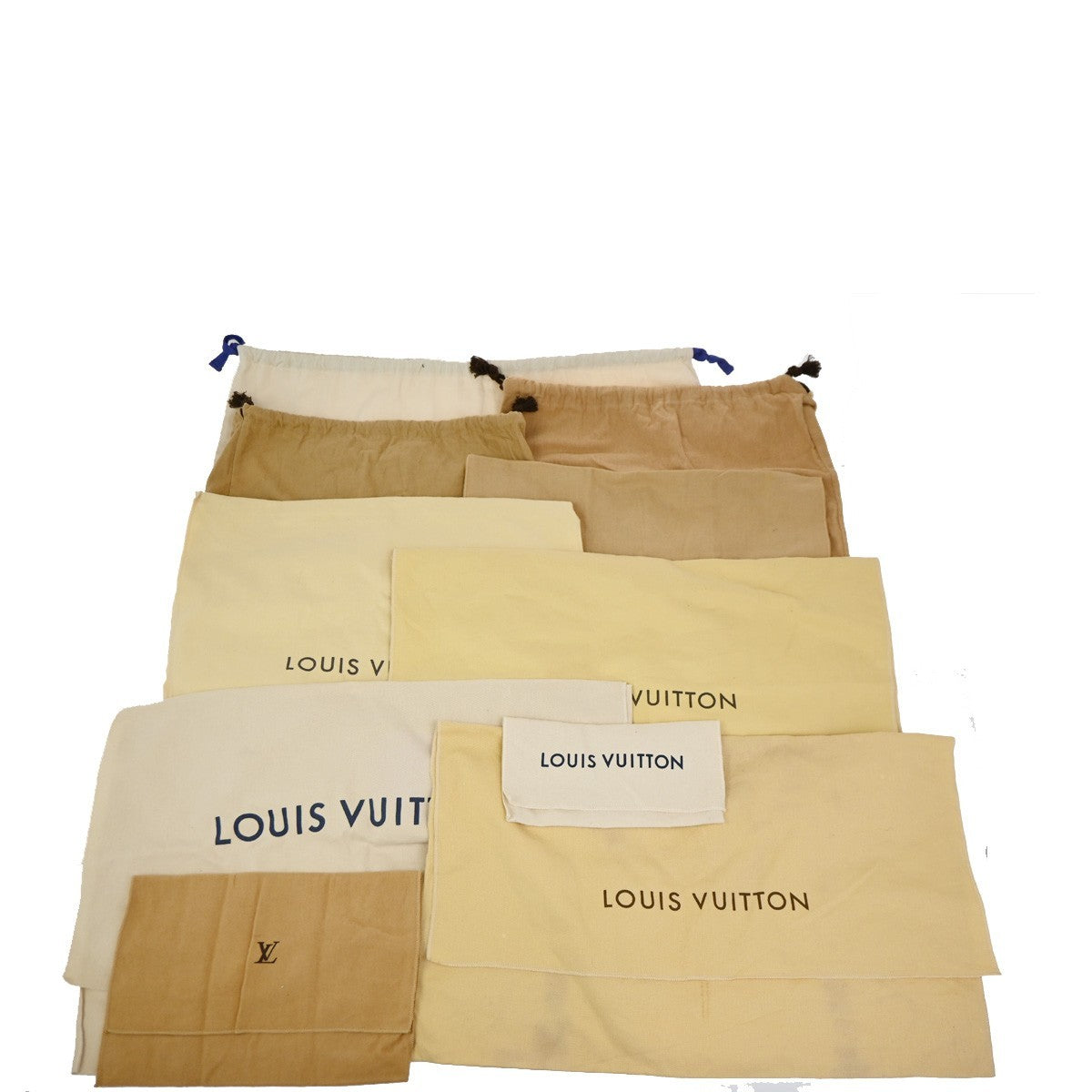 LOUIS VUITTON Logo 10 Set Dust Bag Drawstring Canvas Cotton Beige Brown 09ZA267