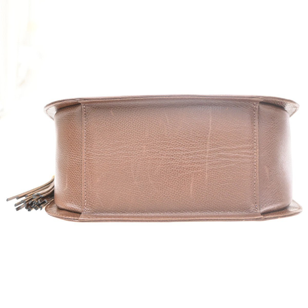 VALENTINO GARAVANI Logo Tassel Shoulder Bag Leather Brown GHW 63KD148