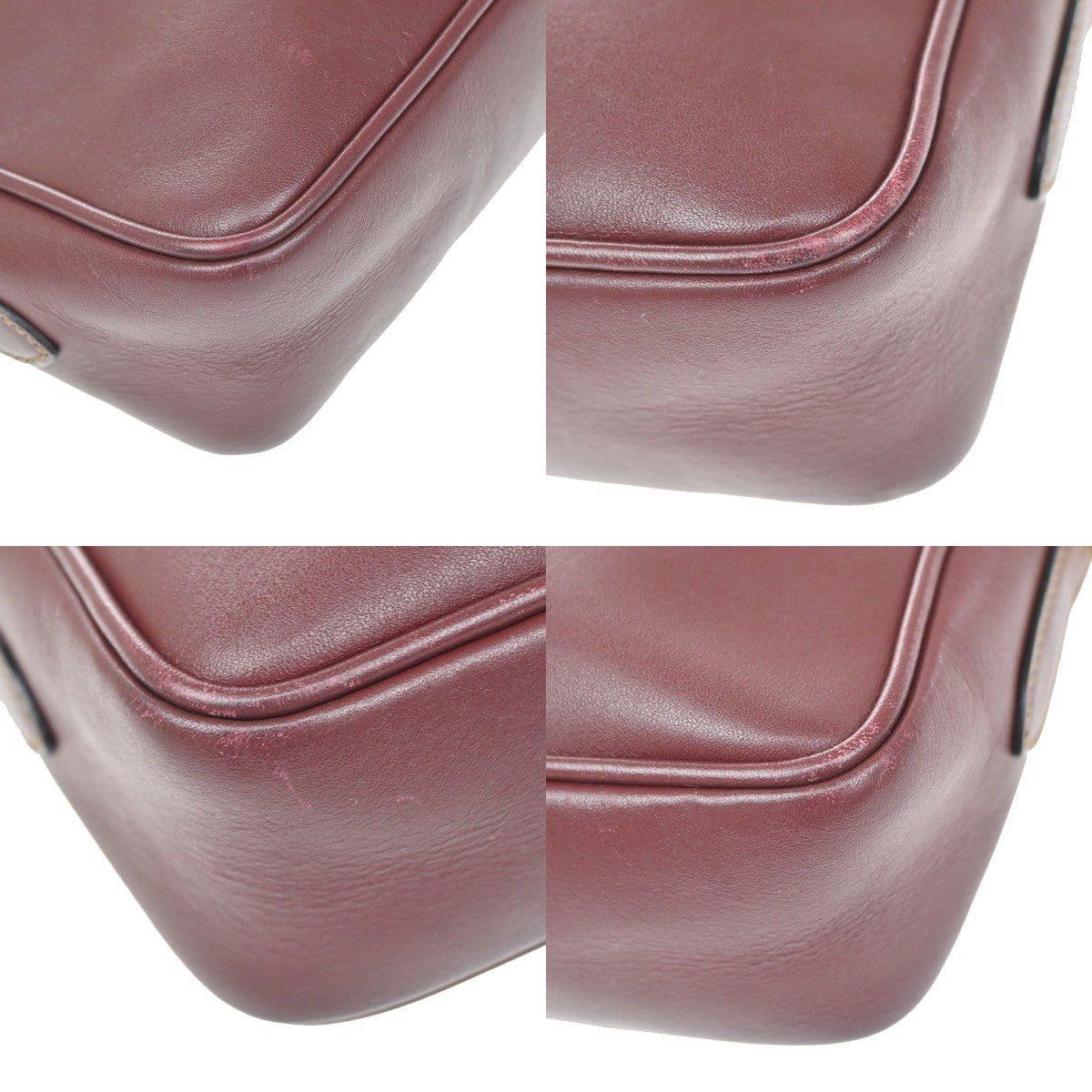 MUST DE CARTIER 2C Logo Mini Crossbody Shoulder Bag Leather Red GHW 66YJ144