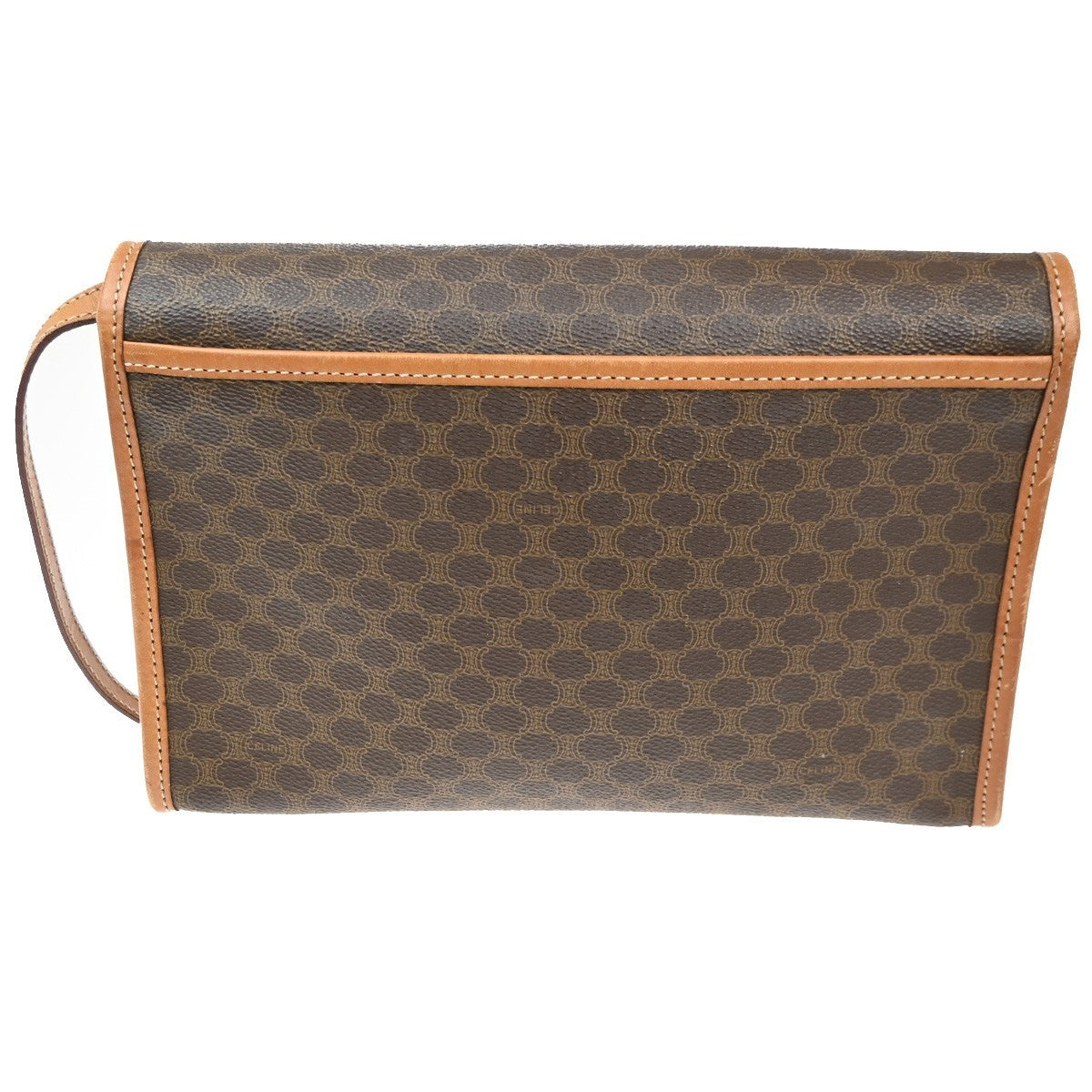CELINE Logo Macadam Pattern 2Way Shoulder Clutch PVC Leather Brown Italy 30CA499