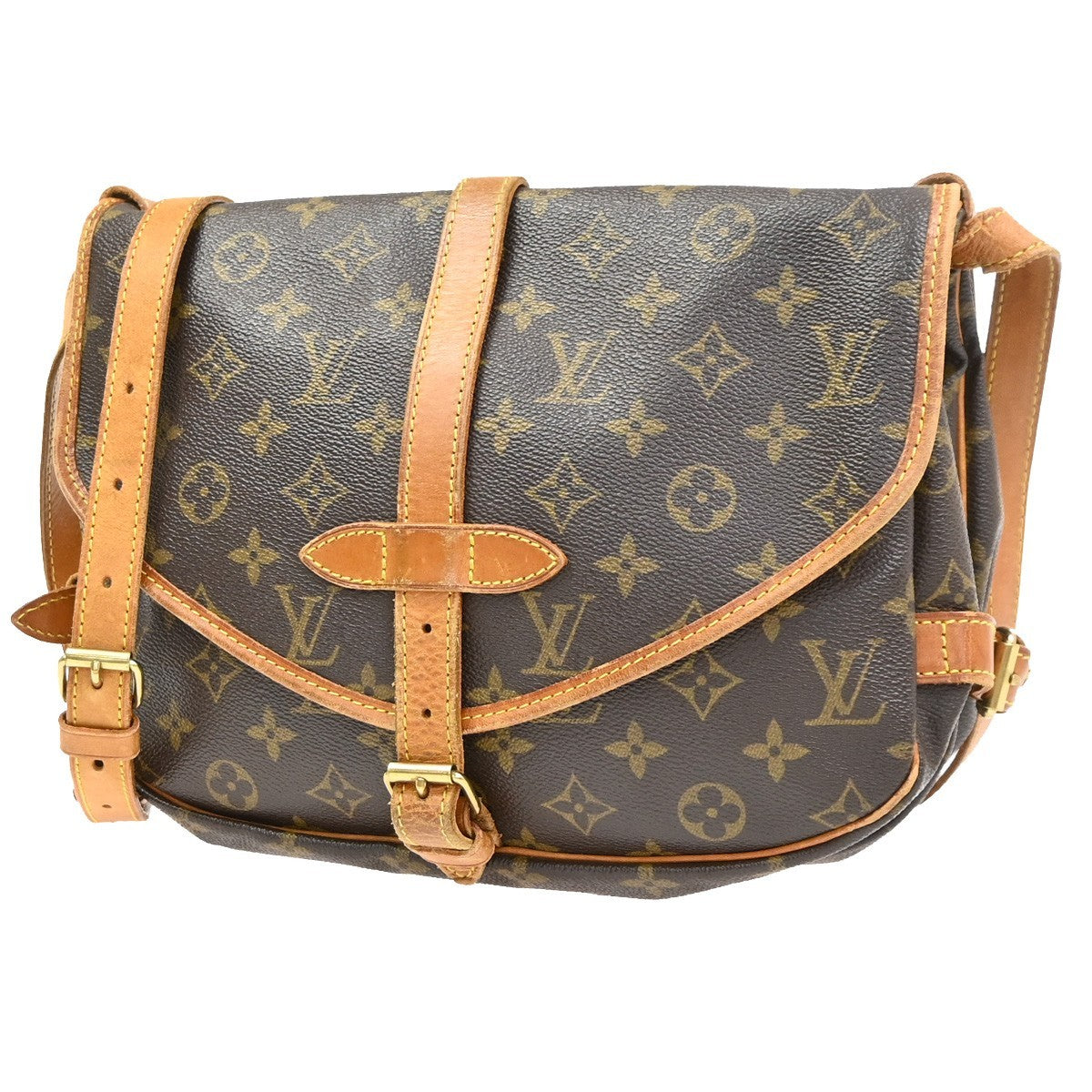 LOUIS VUITTON Logo Saumur 30 Shoulder Bag Monogram Leather BN M42256 30CA946