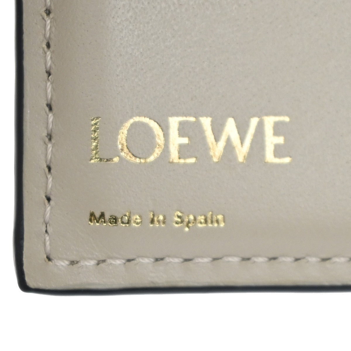 LOEWE Logo Anagram Repeat Trifold Wallet Embossed Leather Beige Spain 69MA294