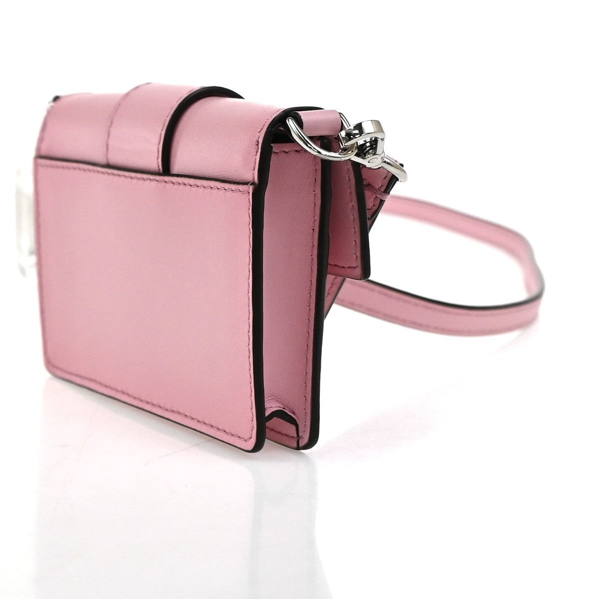 FENDI Logo Micro Baguette Crossbody Shoulder Hand Bag Leather Pink SHW 76YJ049