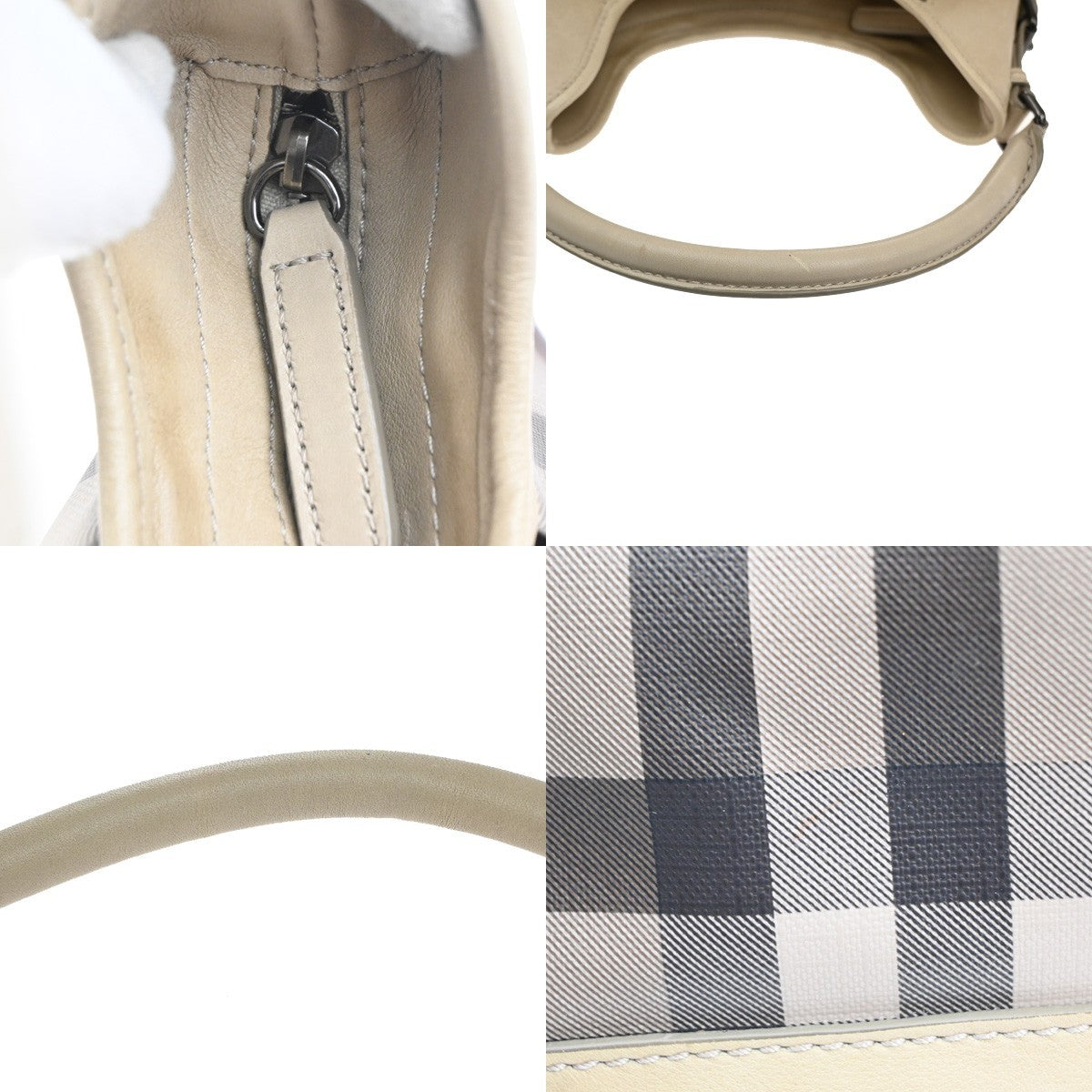 BURBERRY Logo Nova Check pattern Shoulder Hand Bag PVC Leather Beige 36MA197