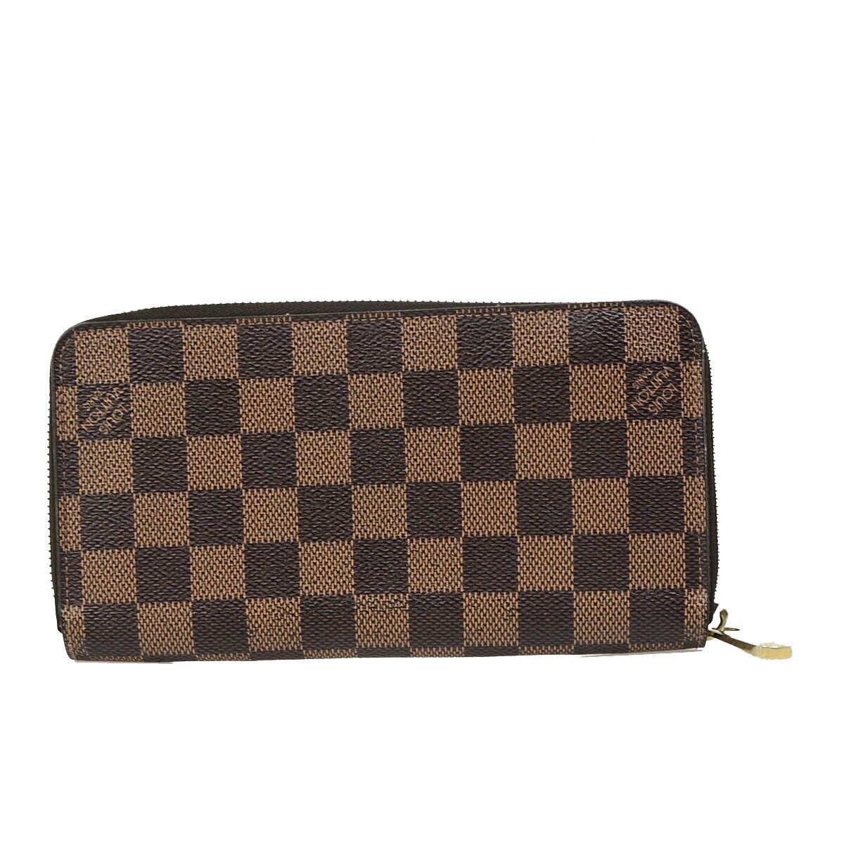 LOUIS VUITTON Zippy Wallet Long Bifold Purse Damier Leather Brown N60015 71EB896