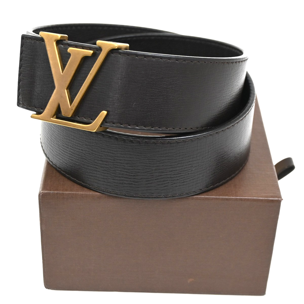 LOUIS VUITTON LV Logo Ceinture LV Initial Belt 80/32 Leather Brown M6902 86KC273