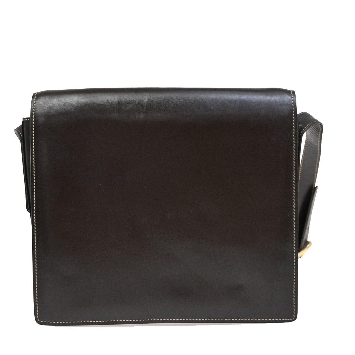 GUCCI Logo Horsebit Shoulder Hand Bag Leather Brown GHW Made in Italy 63EE368