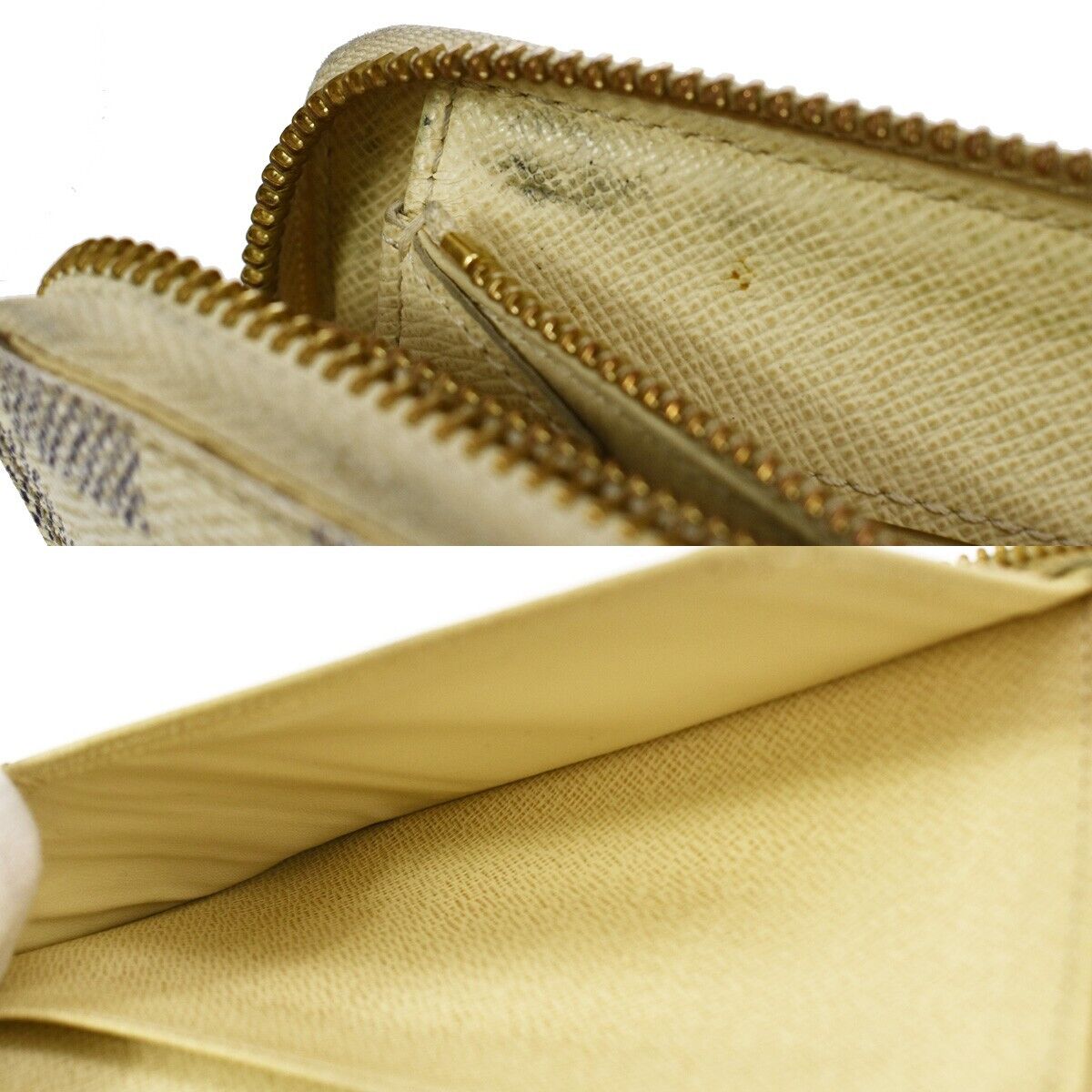 LOUIS VUITTON Zippy Compact Wallet Damier Azur Leather White N60029 69GA843