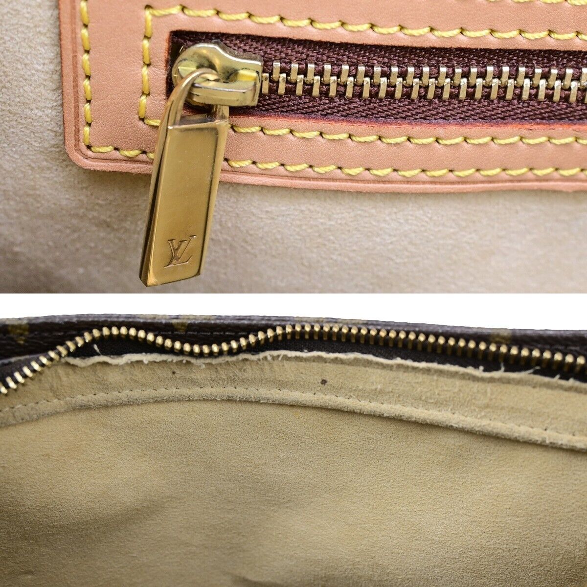 LOUIS VUITTON Logo Looping GM Shoulder Bag Monogram Leather Brown M51145 84ED412