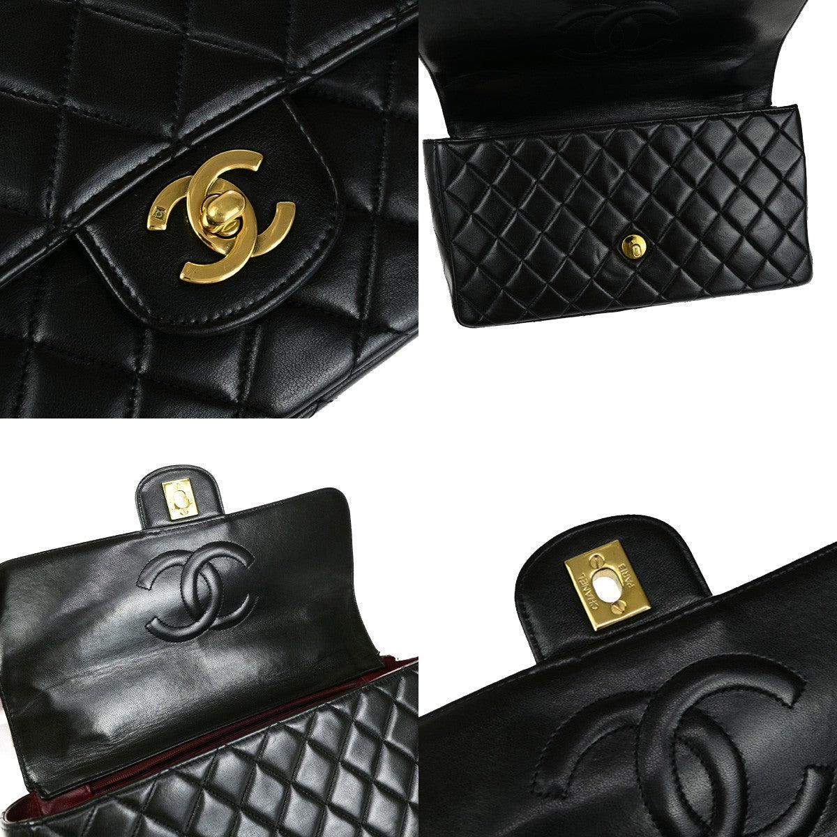 CHANEL CC Matelasse 25 Hand Bag Lambskin Leather Black GHW Vintage 805RK853
