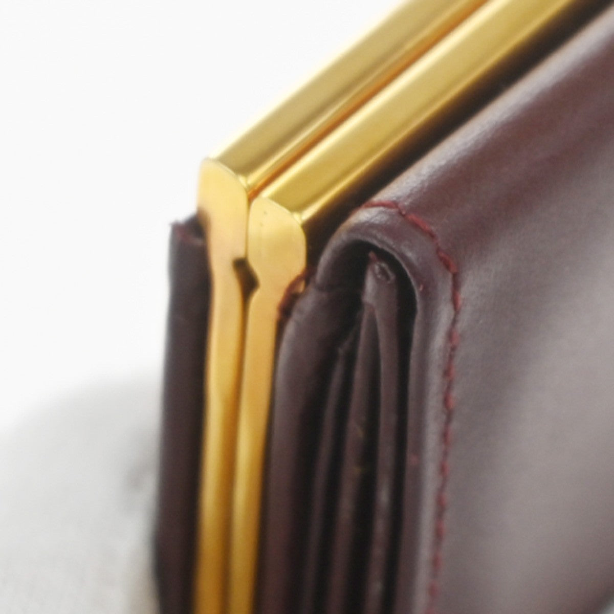 Cartier 2C Logo Trifold Compact Wallet Purse Leather Red Gold Italy 01RL879