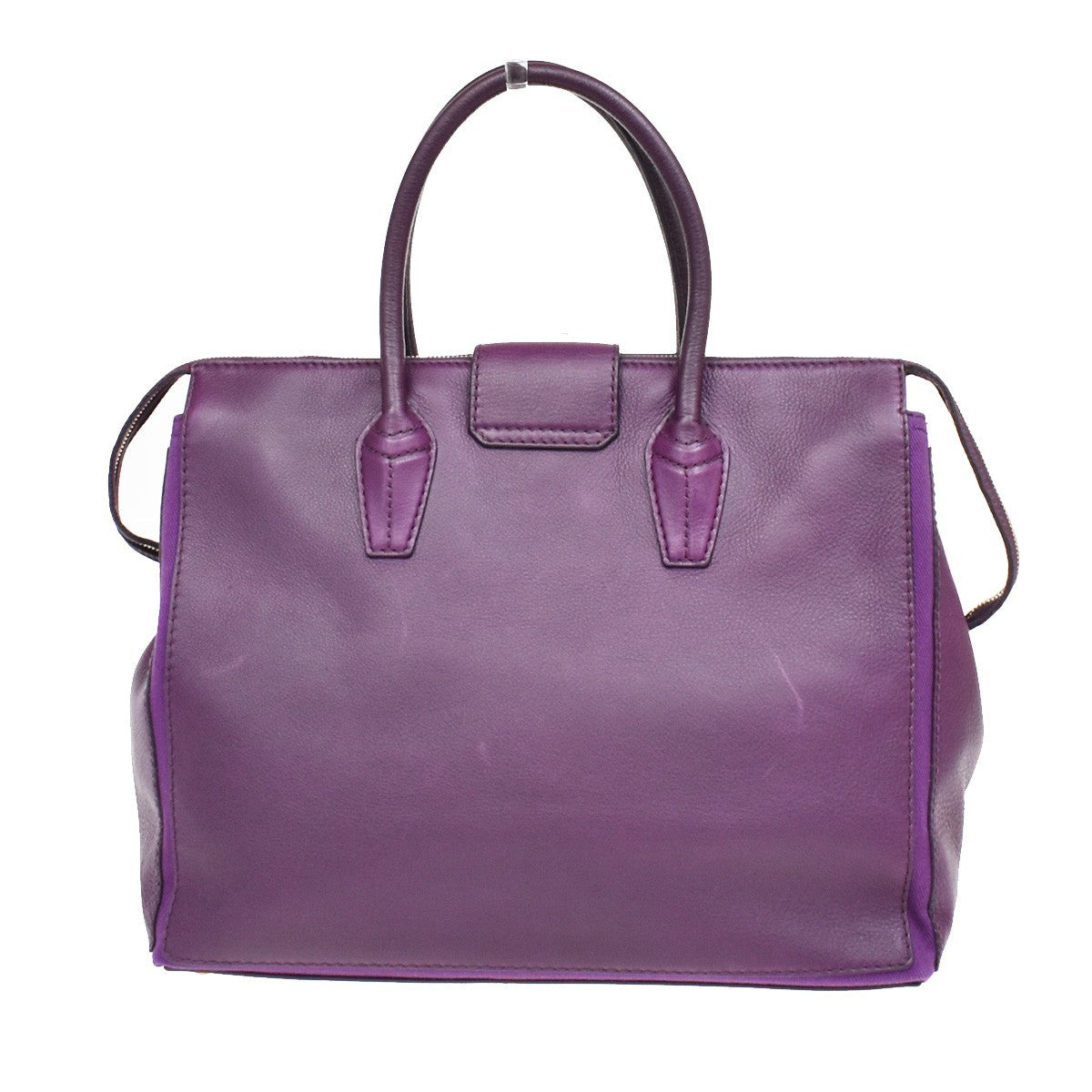 YVES SAINT LAURENT YSL Logo Hand Bag Leather Purple GHW Italy 32EF751