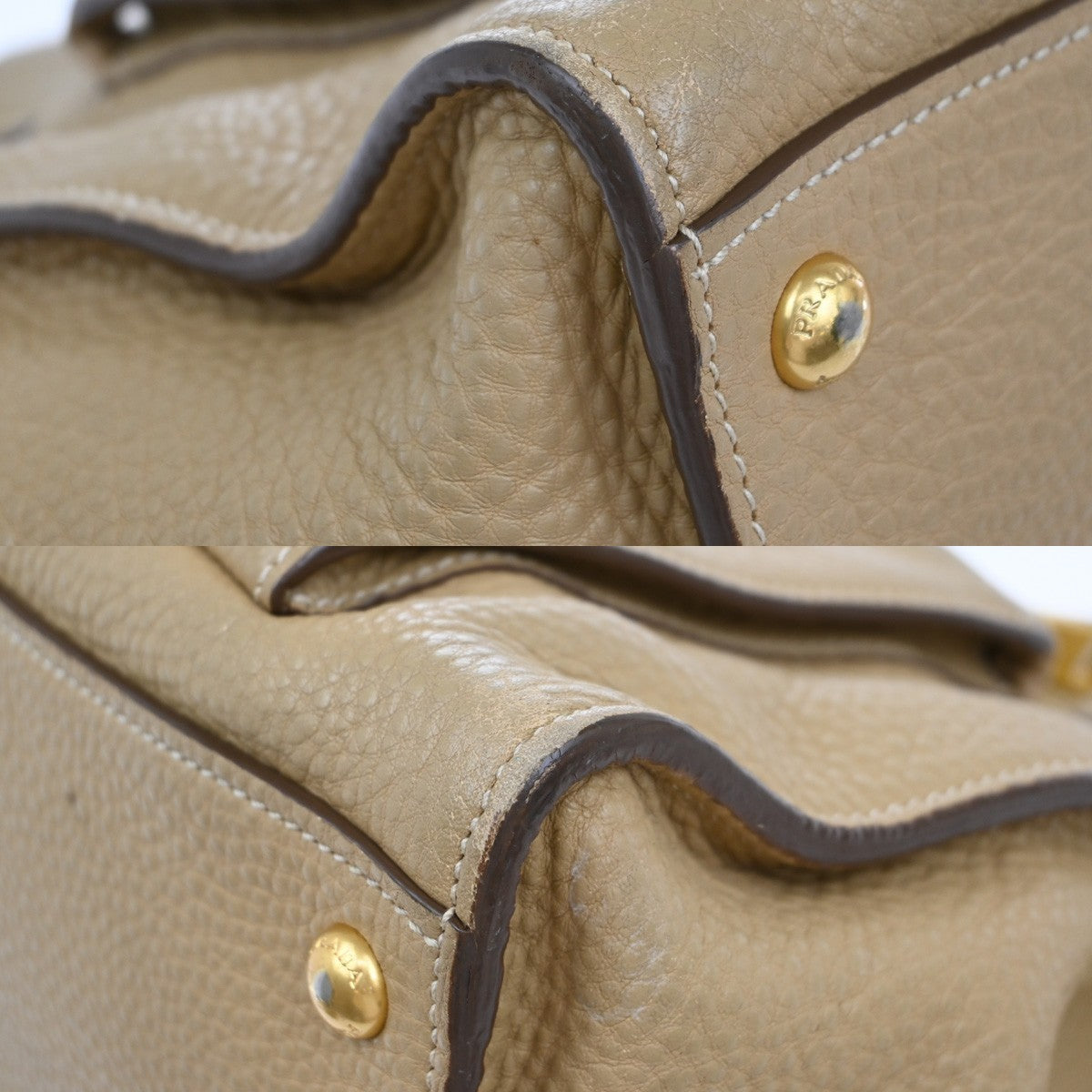 PRADA 2Way Shoulder Hand Tote Bag Vitello Daino Leather Beige GHW Italy 75KP078