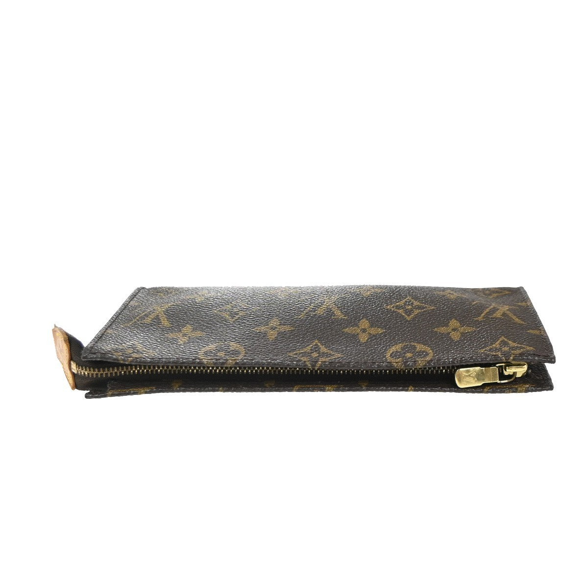 LOUIS VUITTON LV Logo Bucket GM Pouch Bag Monogram Leather Brown Gold 05KP389