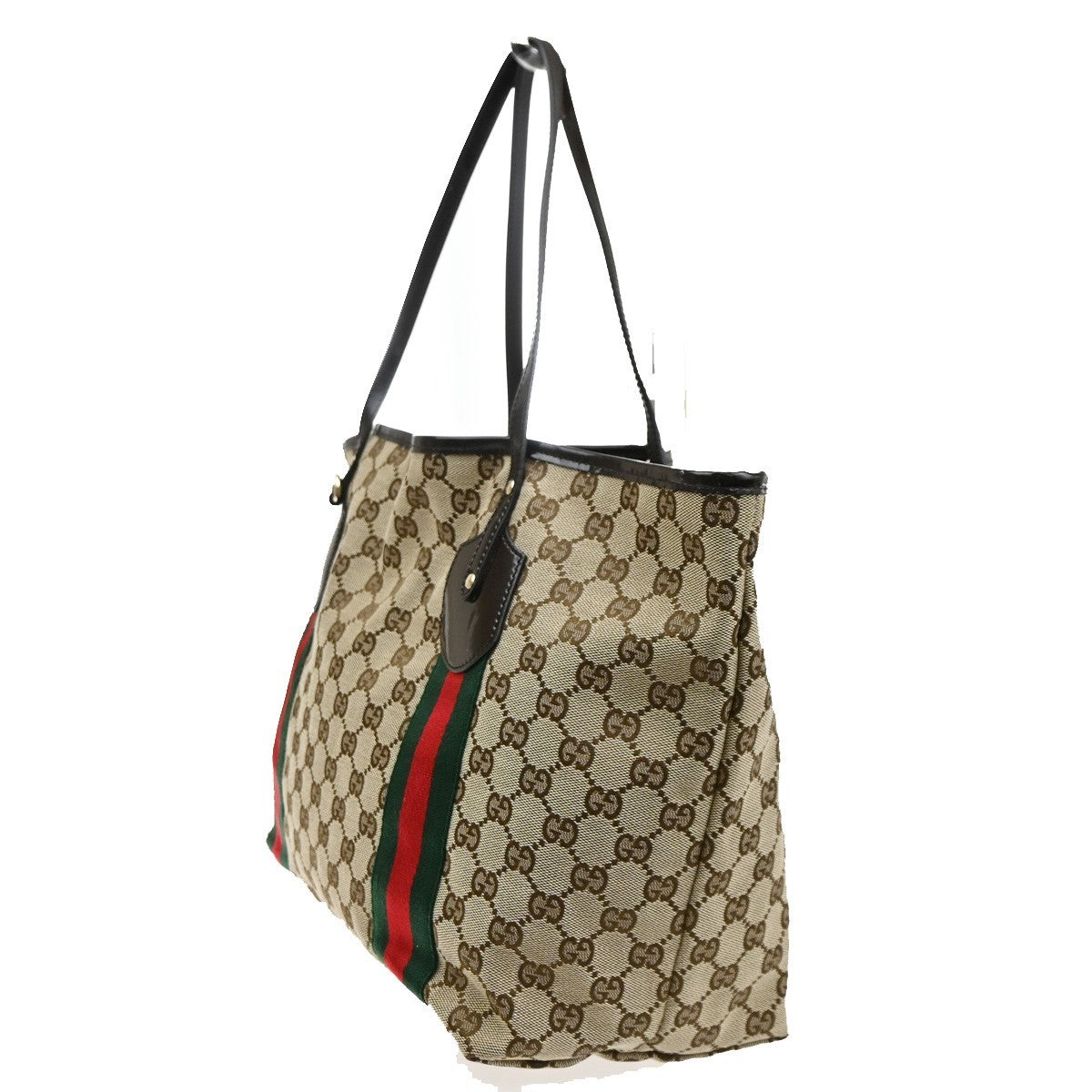 GUCCI GG Jolie Sherry Shoulder Hand Tote Bag Patent Leather Canvas GHW 70CA983