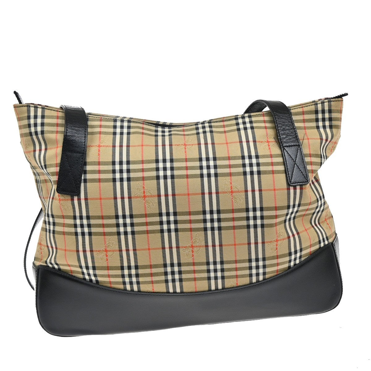 BURBERRYS Logo Nova Check Shoulder Tote Bag Canvas Leather Beige Black 02FC152