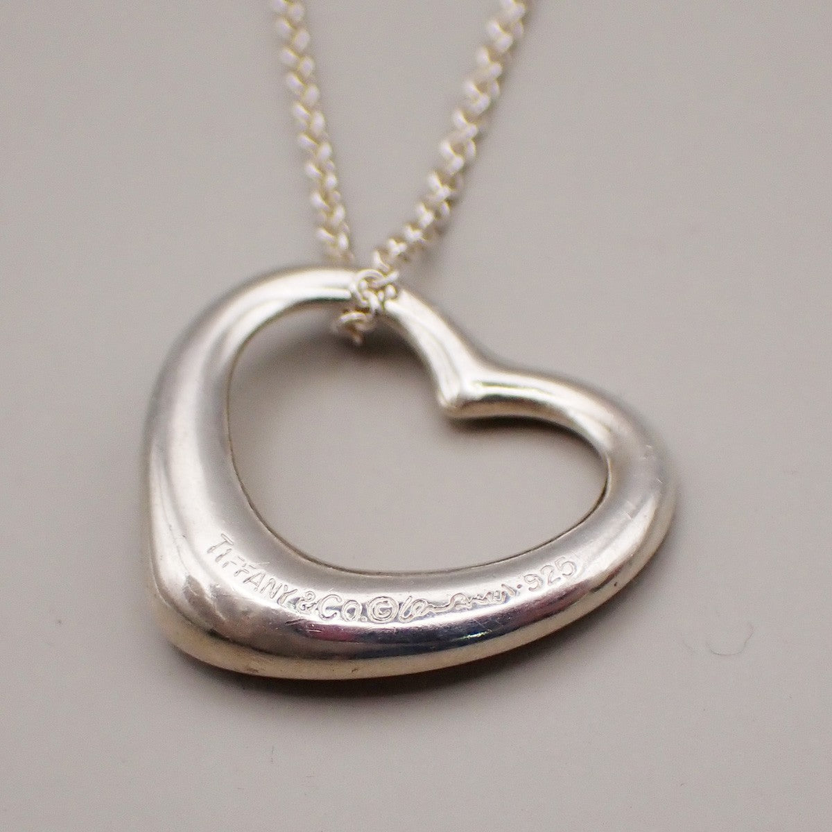 TIFFANY & CO. Open Heart 22mm Chain Necklace Ag 925 Elsa Peretti Silver 02YH732