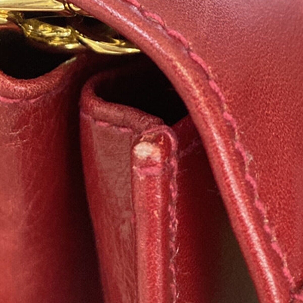SALVATORE FERRAGAMO Vara 2Way Chain Mini Shoulder Clutch Bag Leather Red 31EA933