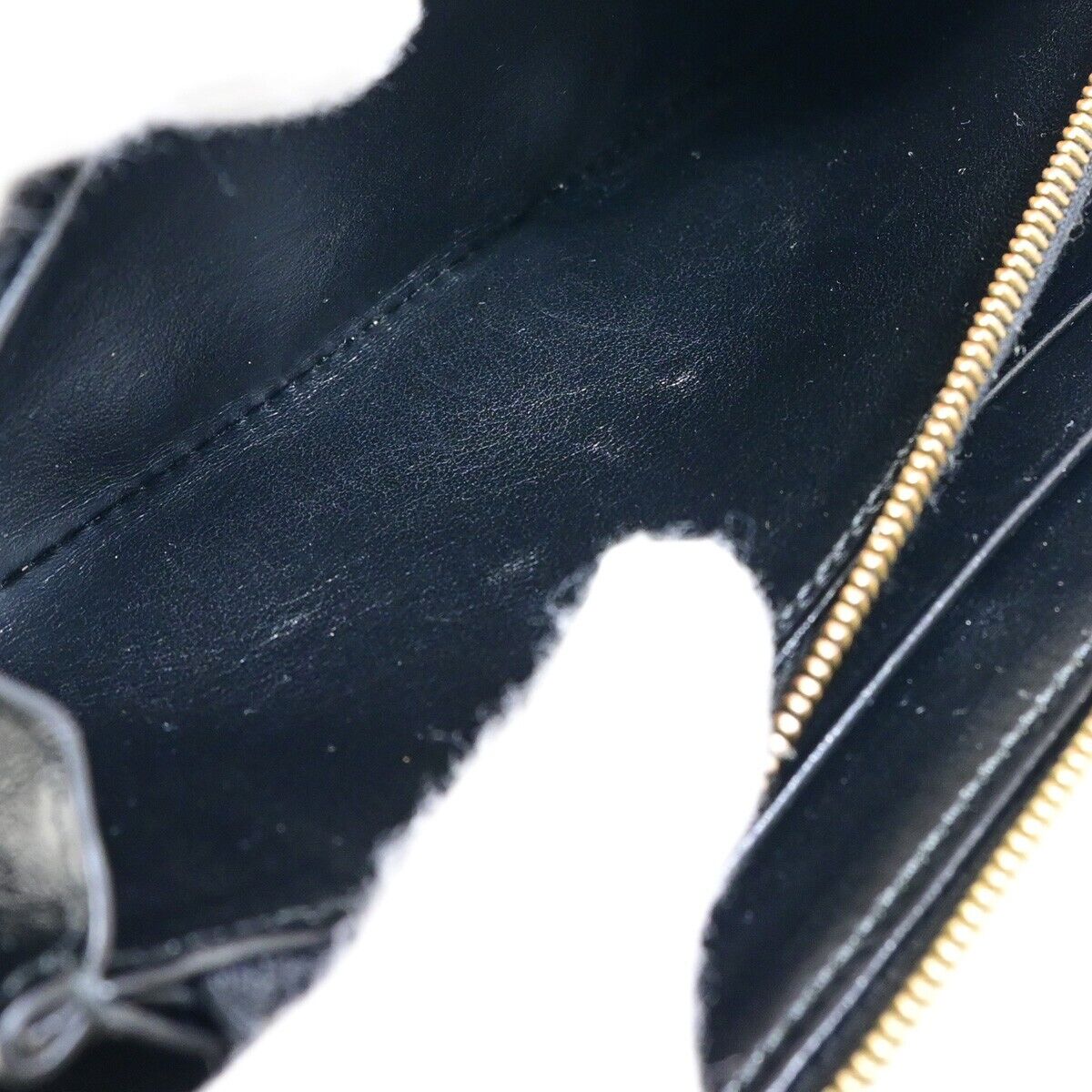 CELINE Triomphe Zip Around Long Bifold Wallet PVC Leather Black Italy 80KA275