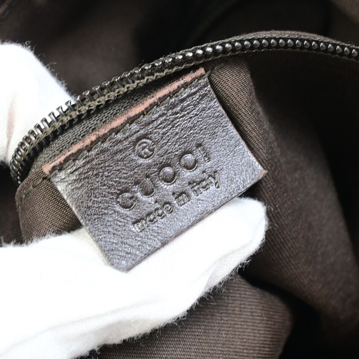 GUCCI Logo GG Pattern Shoulder Bag Canvas Leather Brown Gold Italy 67FA740