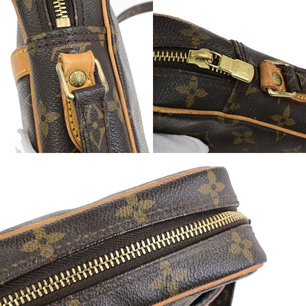 LOUIS VUITTON Danube Shoulder Bag Monogram Leather Brown France M45266 86ED601