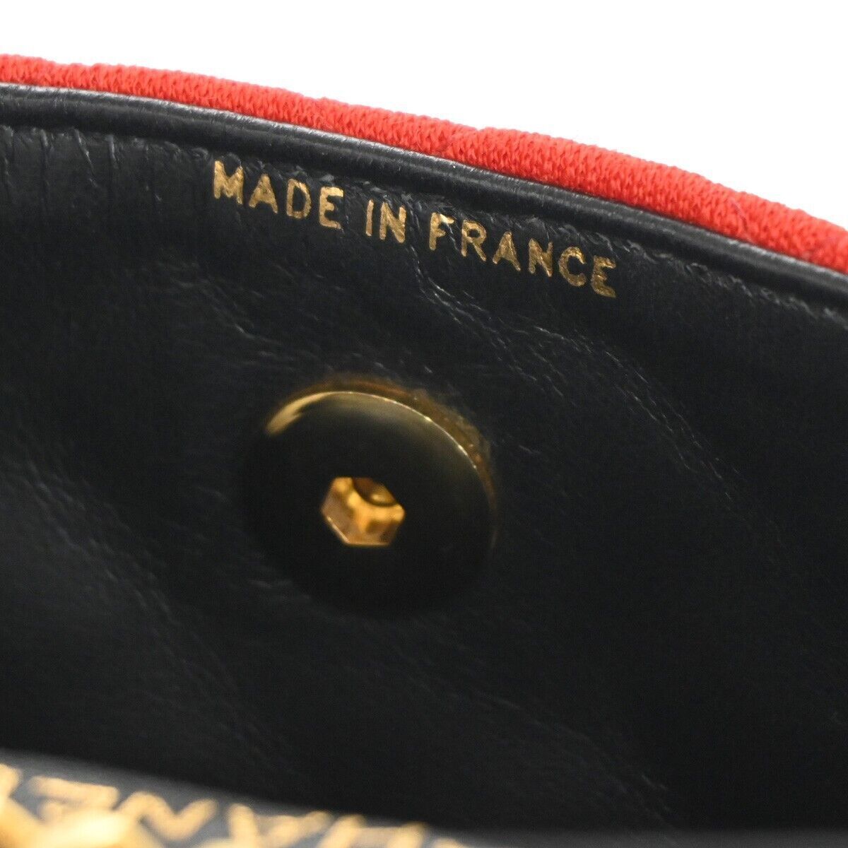 CHANEL CC Logo Mini Matelasse Chain Shoulder Bag Canvas Leather Red 653RH002