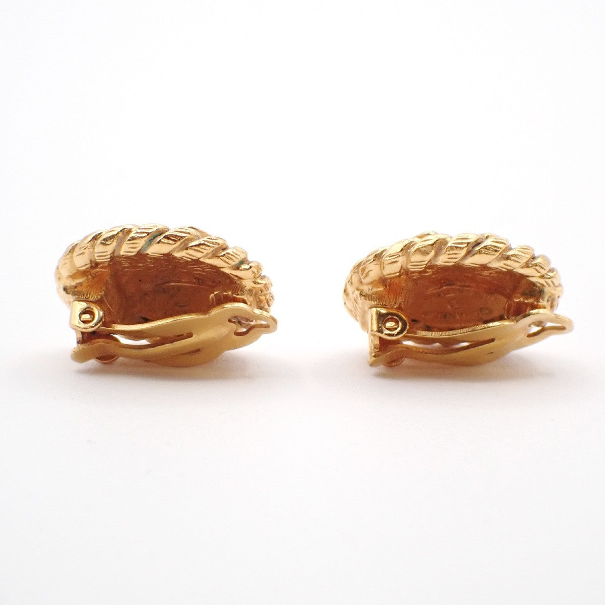 CHANEL CC Logo Round Button Earrings Clip-On Gold France 38RL743