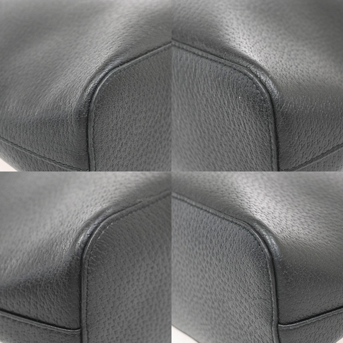 GUCCI Logo Shoulder Hand Bag Leather Black GHW Italy 73KB373