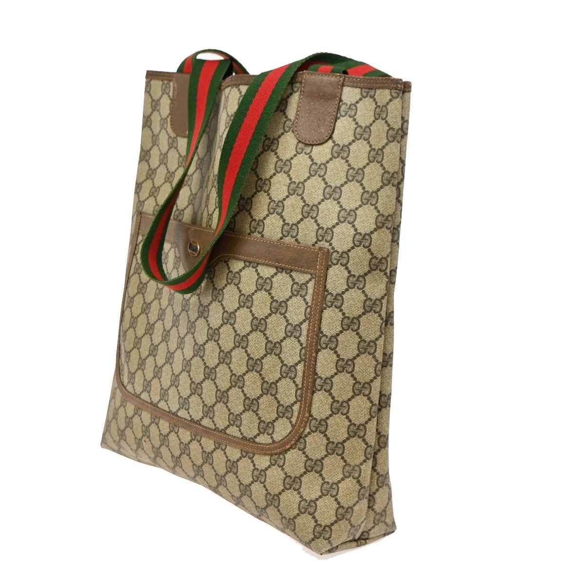 GUCCI GG Pattern Sherry Shoulder Tote Bag PVC Leather Brown GHW Italy 68DA144