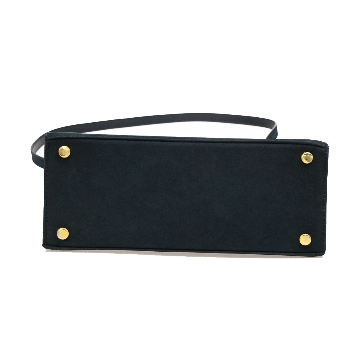 SALVATORE FERRAGAMO Vara 2Way Shouldr Hand Bag Suede Leather Navy Blue 36RF460
