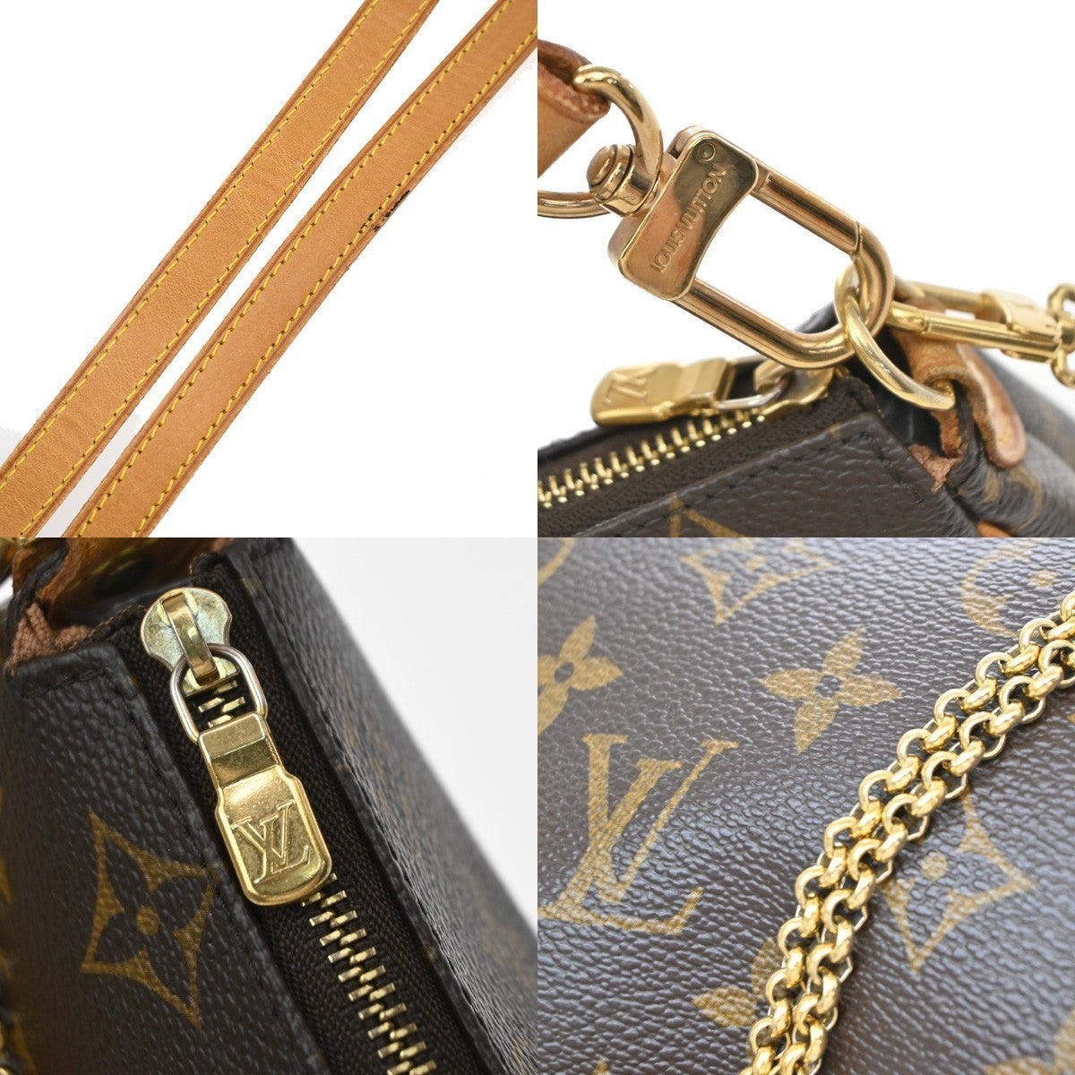 LOUIS VUITTON Eva 2Way Chain Shoulder Bag Monogram Leather Brown M95567 601RQ097