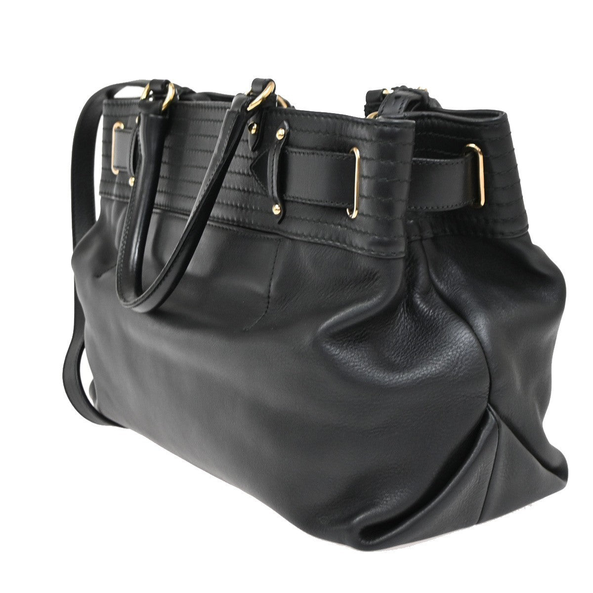 SALVATORE FERRAGAMO Gancini 2Way Shoulder Bag Leather Black GHW Italy 81RL585