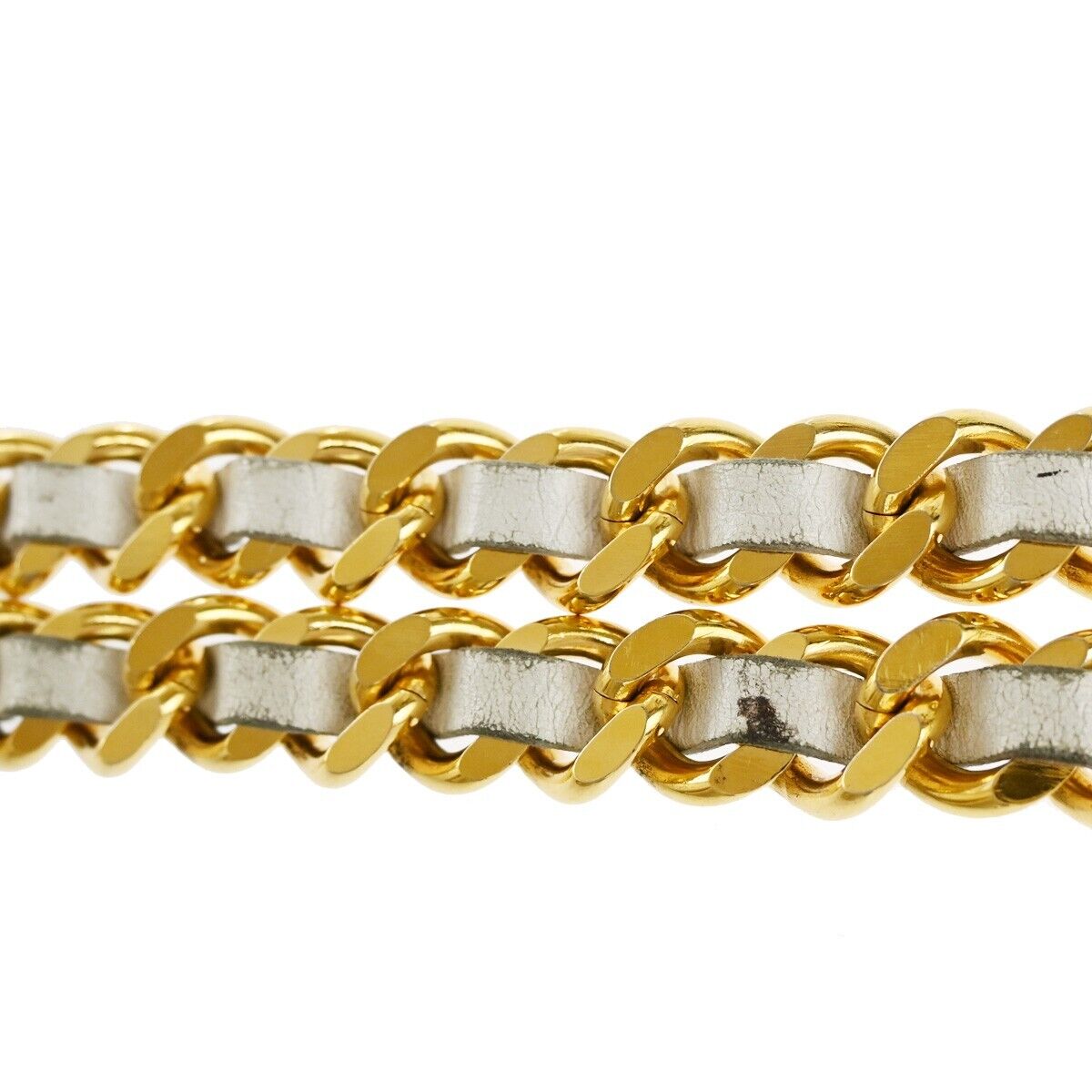 CHANEL CC Coin Medallion Charm Chain Belt Leather White GHW Accessory 95RJ347