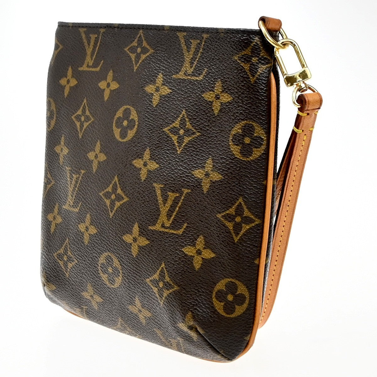LOUIS VUITTON Logo Partition Pouch Bag Monogram Leather Brown M51901 76KP314