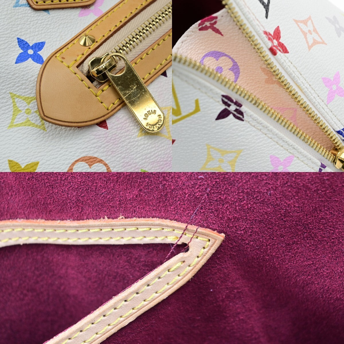 LOUIS VUITTON LV Logo Alma Hand Bag Monogram Multi Color White M92647 638RF218