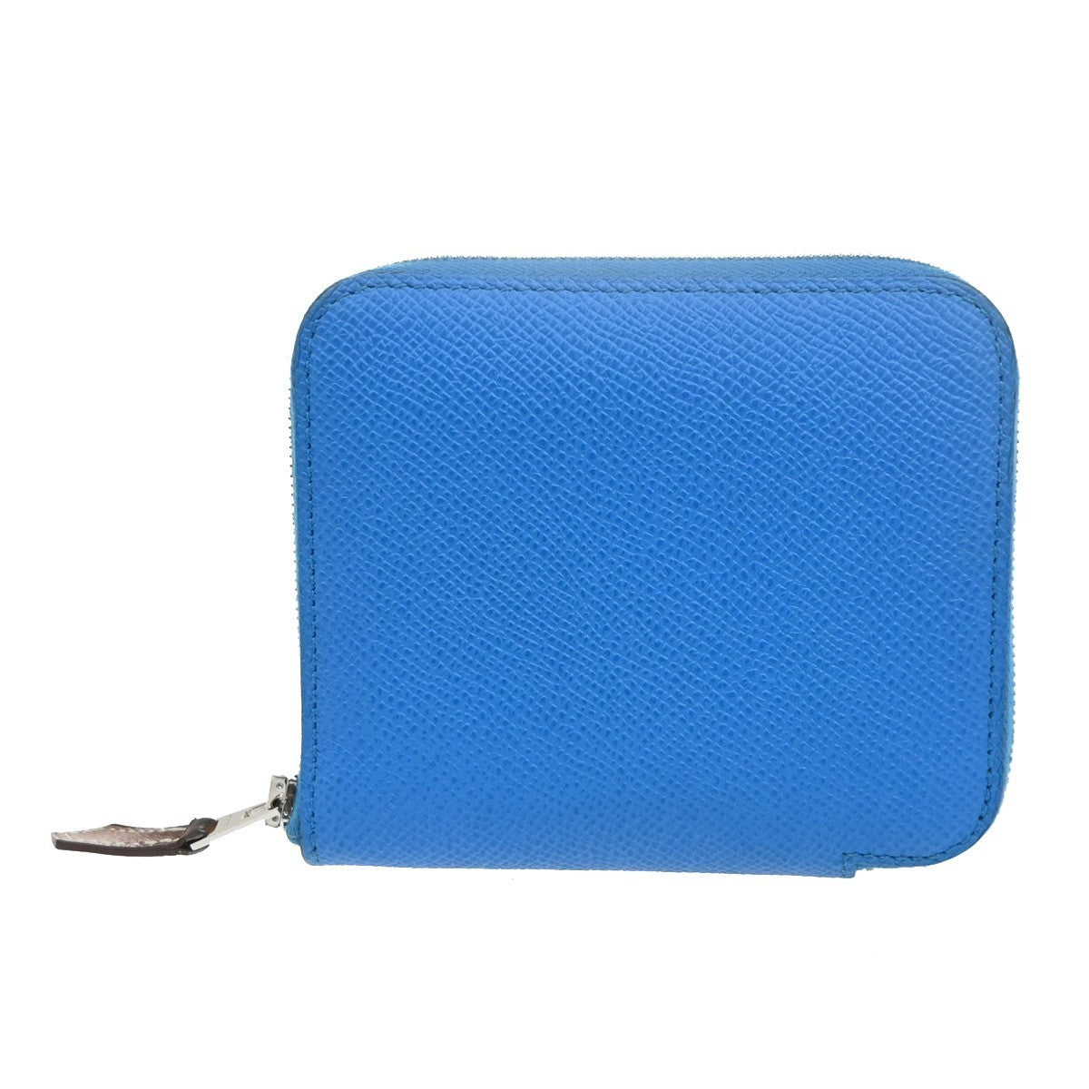 HERMES Logo Azap Zip Around Wallet Silk In Epson Leather Blue SHW France 80RL942