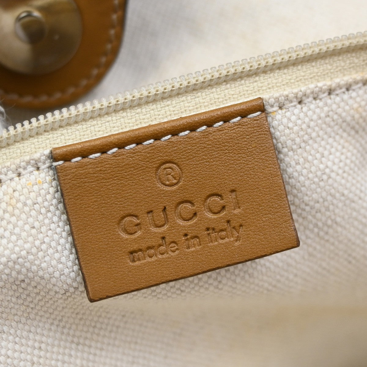 GUCCI Diamante Sukey Shoulder Bag Charm Canvas Leather Brown Black GHW 85KB751