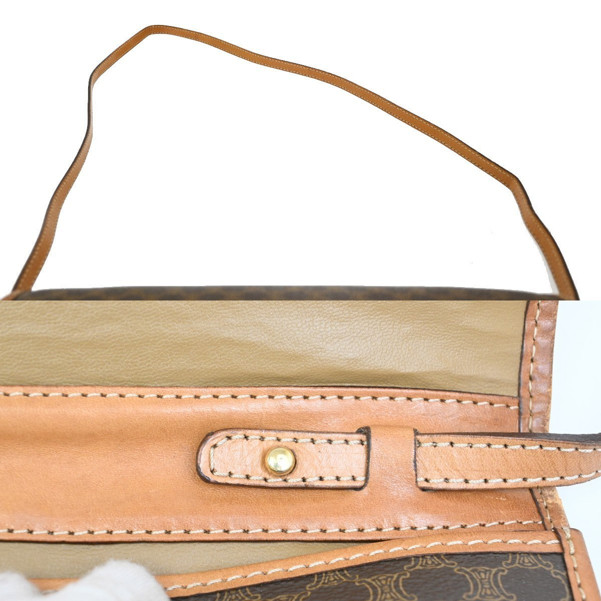 CELINE Logo Macadam Pattern 2Way Shoulder Bag PVC Leather Brown Italy 65KB548